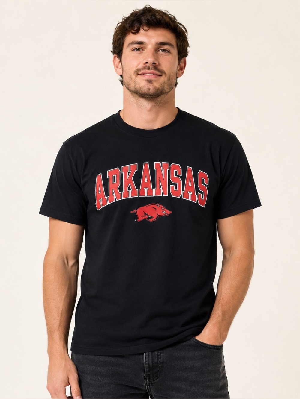 Arkansas Red Logo Black Men's T-Shirt